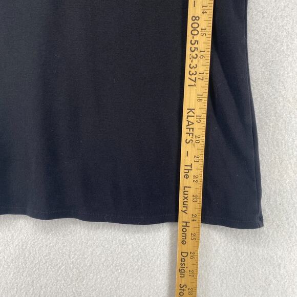 EILEEN FISHER Top S Organic Cotton Ribbed Jersey Scoop Neck Elbow Sleeve Black - Picture 8 of 9